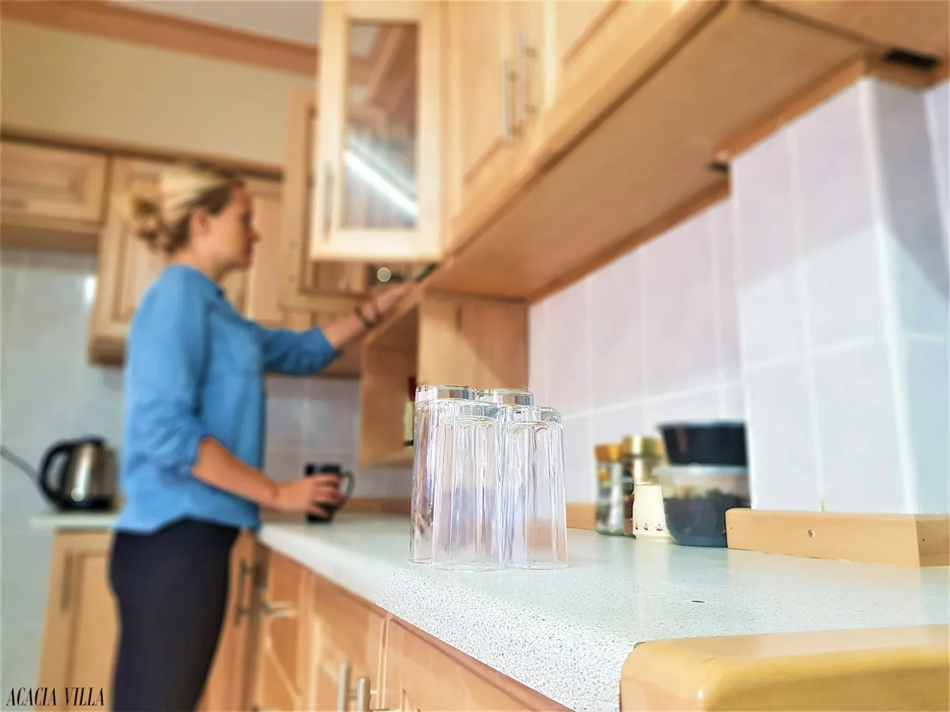Shared kitchen for guests at Acacia Villa Kampala